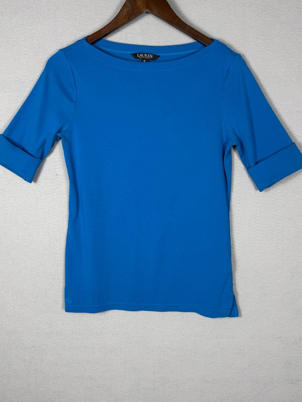 Lauren Ralph Lauren Boatneck Top Women's M Blue Stretch